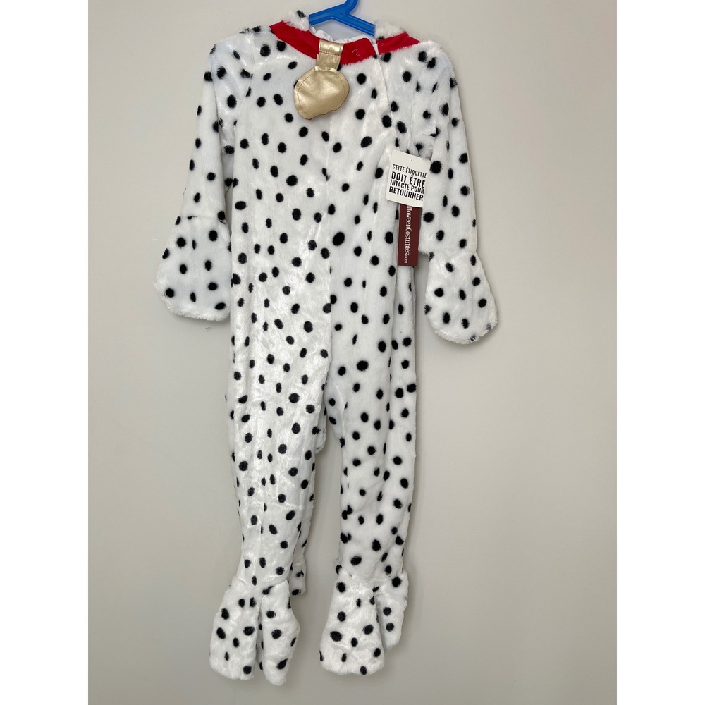 Halloween Costumes Kids Dalmatian Dog Plush Jumpsuit XS (4) White Black Spotted